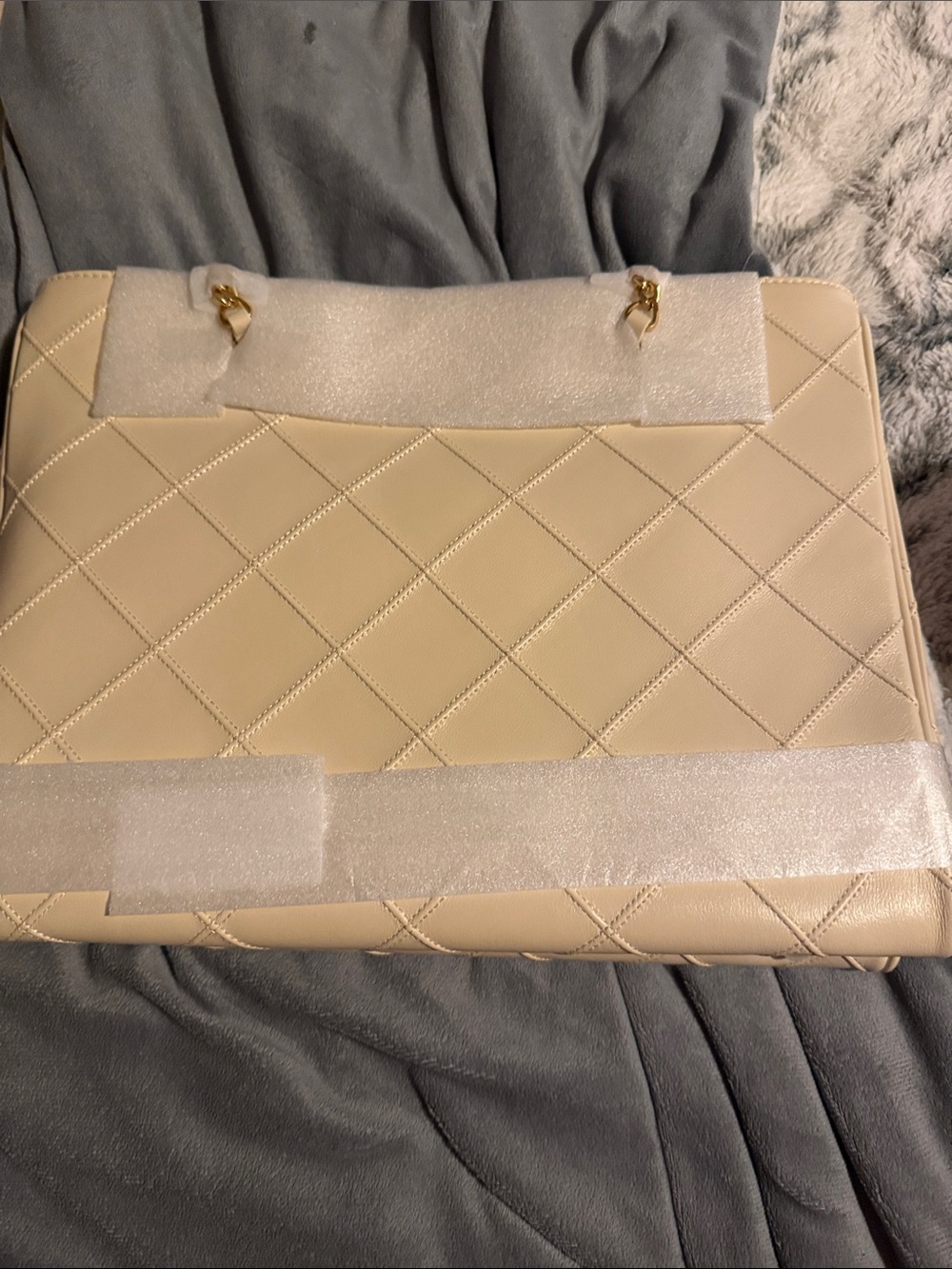 Quince Italian Leather Diamond Stitch Tote Cream